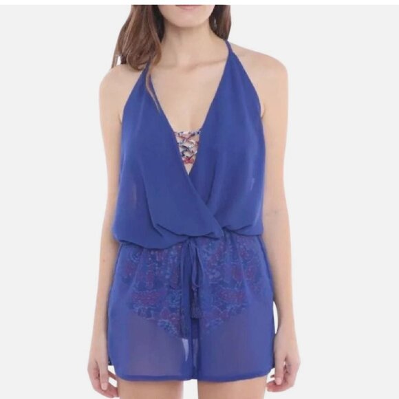 NWT Michael Kors Swimsuit Cover Up Romper Size M New Navy - Picture 1 of 5